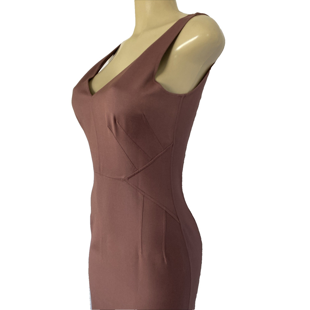 Michael Kors Collection Dress Sheath Midi Sleeveless V Neck Eggplant Purple S 6 - Picture 5 of 8